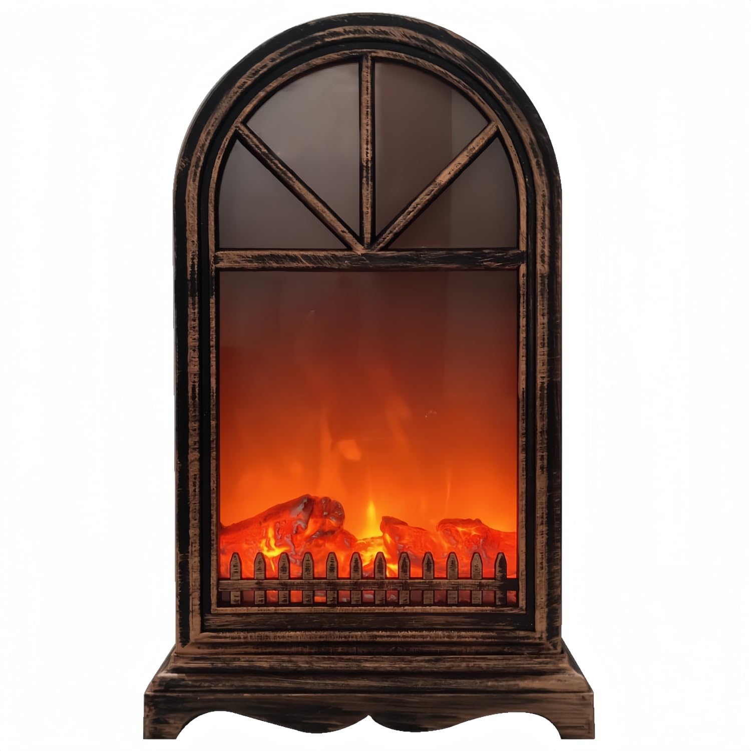 Simulated LED Fireplace Lantern USB & Battery Powered Flameless Light With Emulation Flame Table Decorative Lamp Copper Fireplace Ornament for Cozy Home Decor Free Standing Electric Log Burner