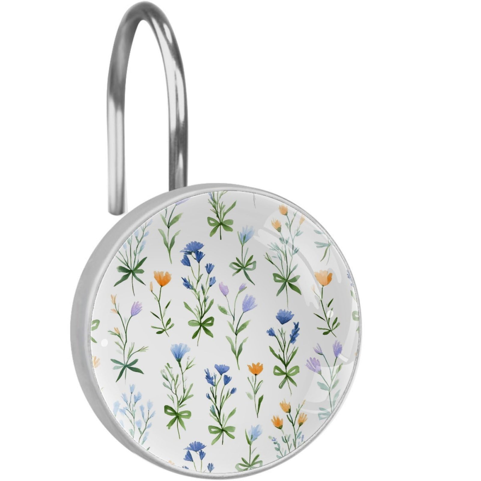 VAPOKF Shower Curtain Hooks, 12PCS Watercolor Flowers Shower Curtain Hook for Bathroom Decors Home Bedroom