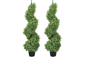 momoplant Artificial Boxwood Plant Topiary Tree 35" Fake Feaux Spiral Plants Green...