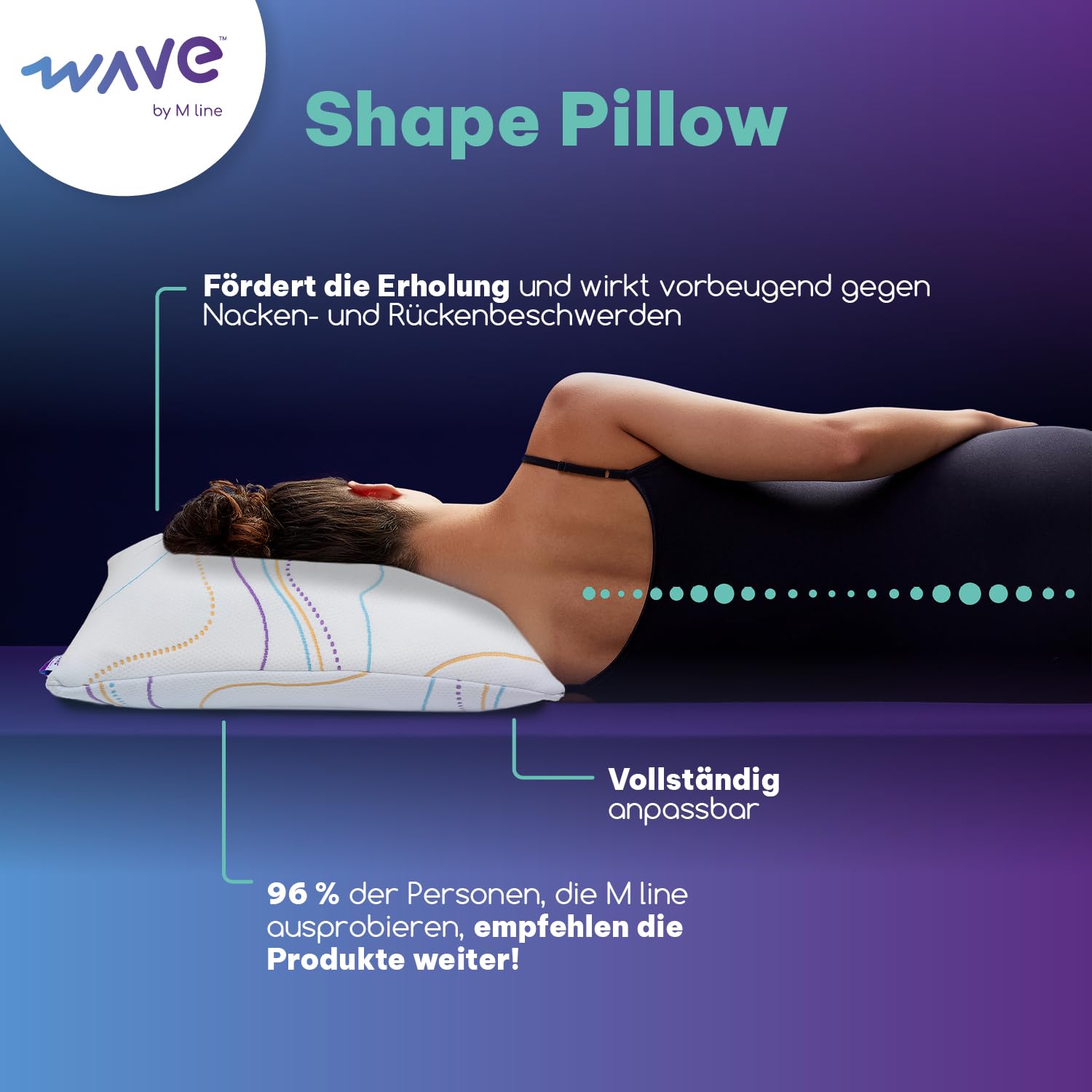 M LINE Höhenverstellbares Memory Foam Kopfkissen 50x70 cm Ergonomisches Stützkissen Seitenschläferkissen Rückenschläferkissen