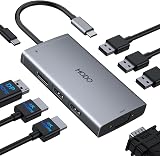 Amazon product image of USB C Docking Station Dual Monitor for HP,Laptop Docking Station 3 Monitors | USB C Hub Quad Display USB C Adapter to 4K HDMI+DP+VGA,3USB 2.0,PD,USB C Dock Dongle 8 in 1 Computer Docking Station for Dell