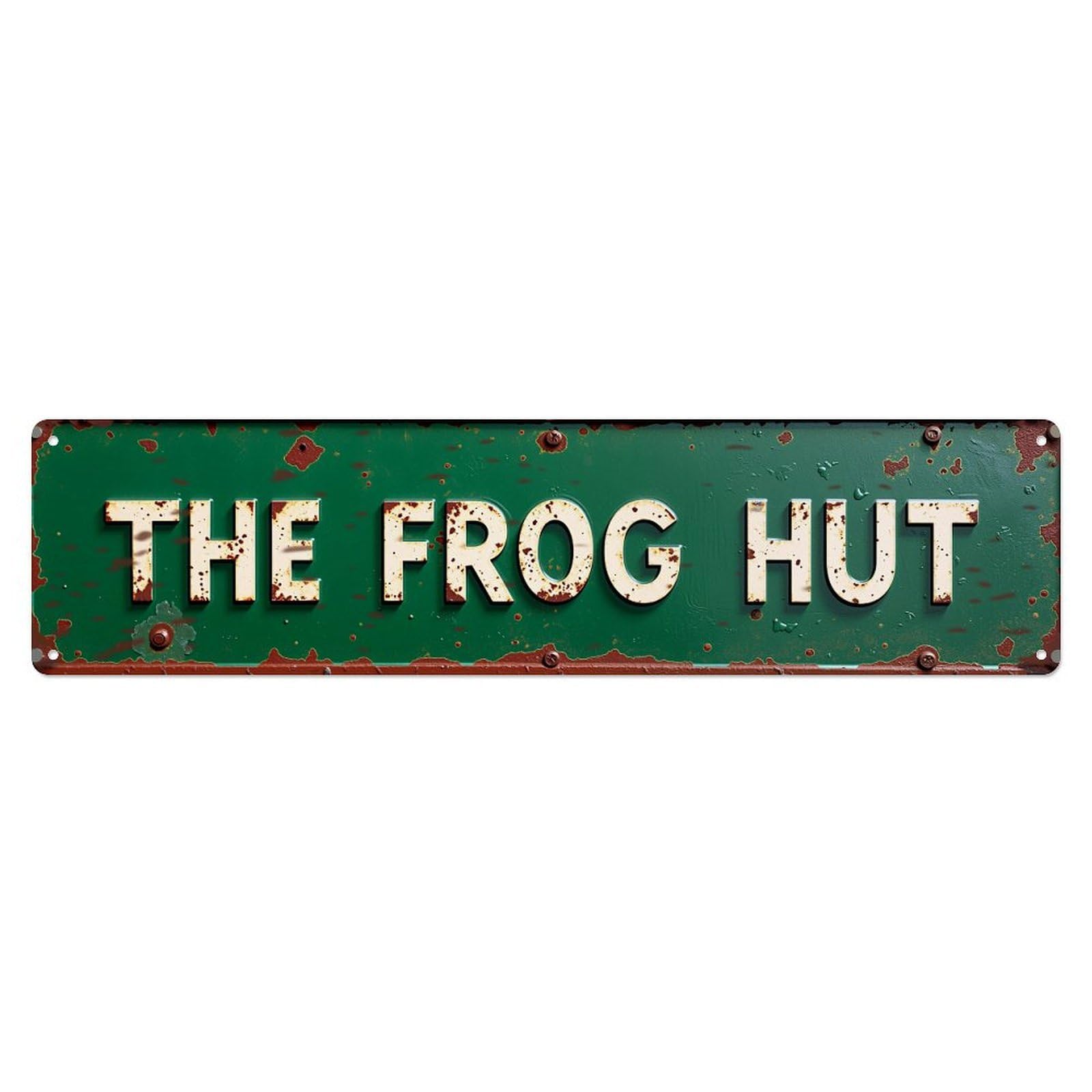 The Frog Hut Sign Vintage Tin Sign Retro Metal Wall Decor Metal Poster, Home Bar Garage Farmhouse Cafe Wall Art Decoration 4x16Inch