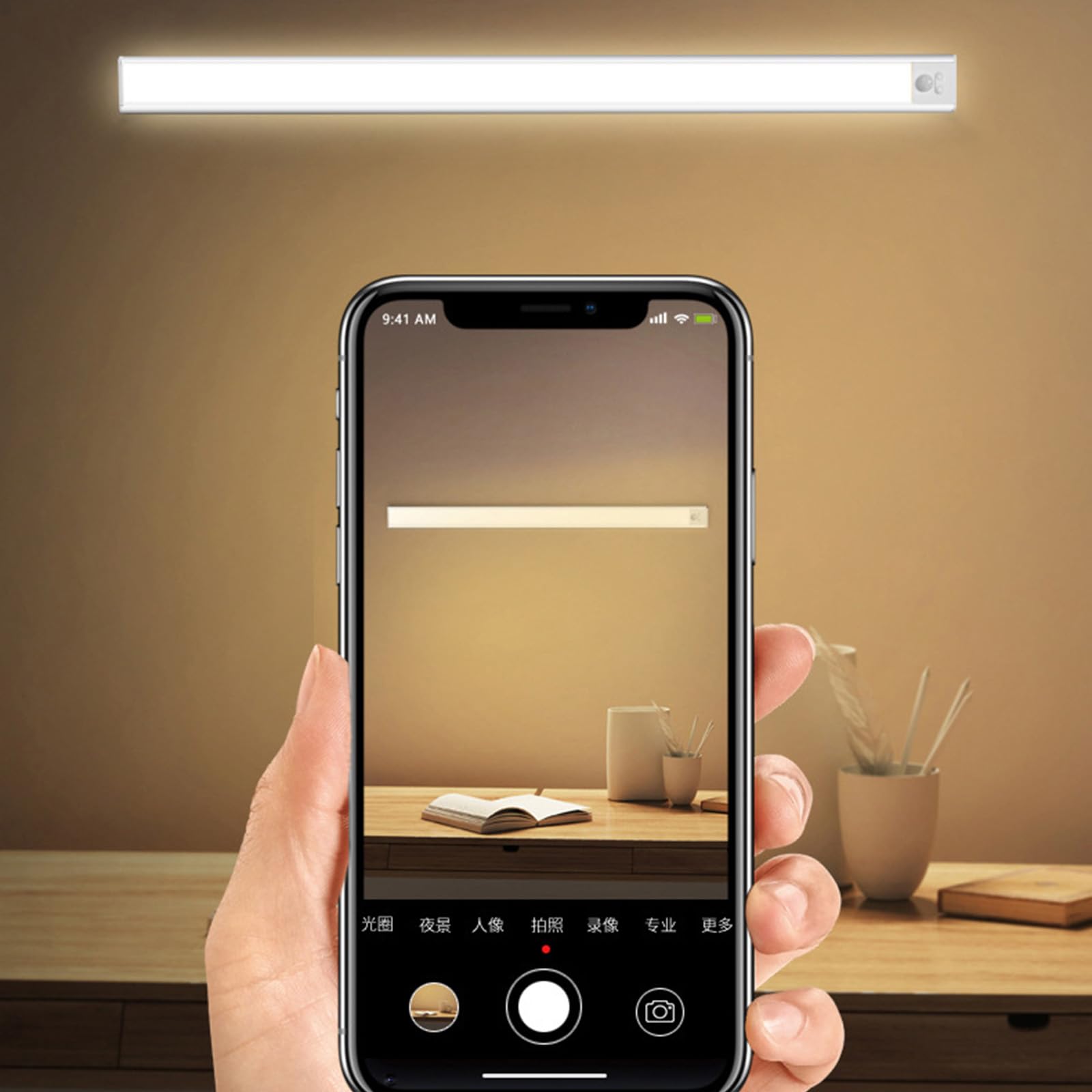 LED Akku Wandleuchten mit Bewegungsmelder Modern Wandbeleuchtung Drei Farbtemperaturen Dimmbare Unterbauleuchte Magnetische Wandleuchte für Wohnzimmer Schlafzimmer Küche (Silber,60cm)