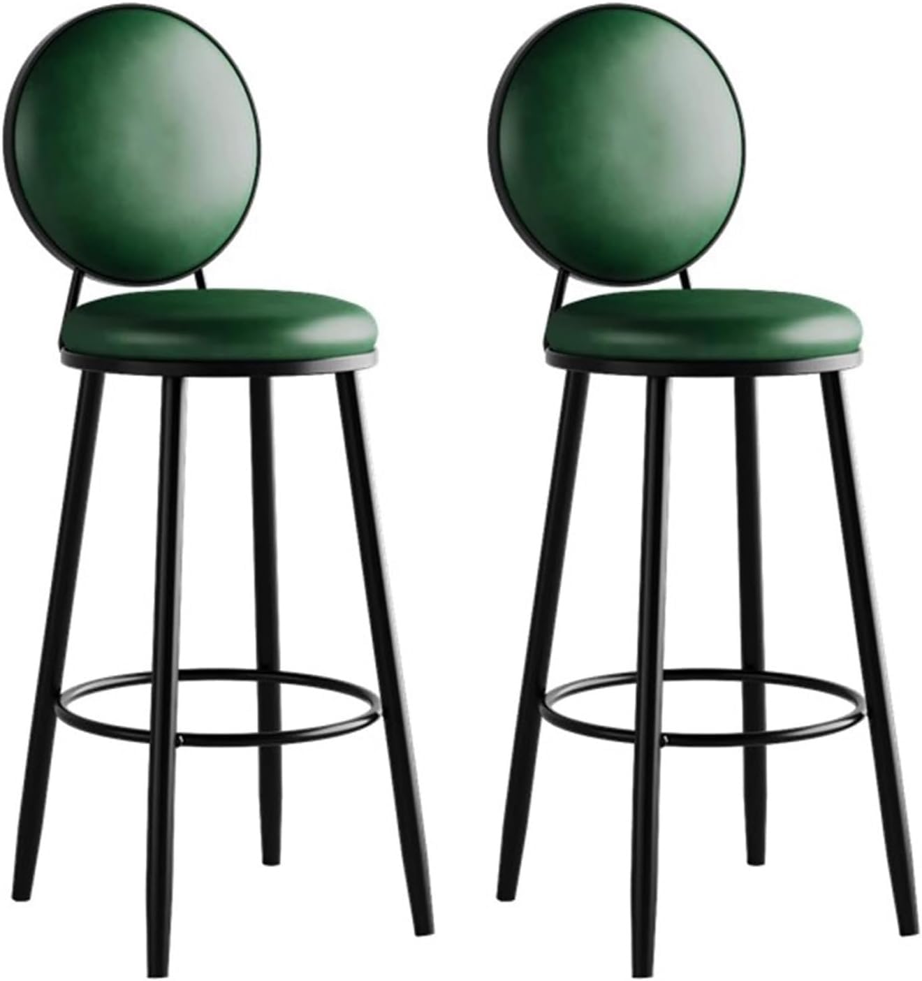 Juego Moderno de 2 taburetes de Bar Altos de Cuero sintético con Respaldo, tapizados para Isla de Cocina.