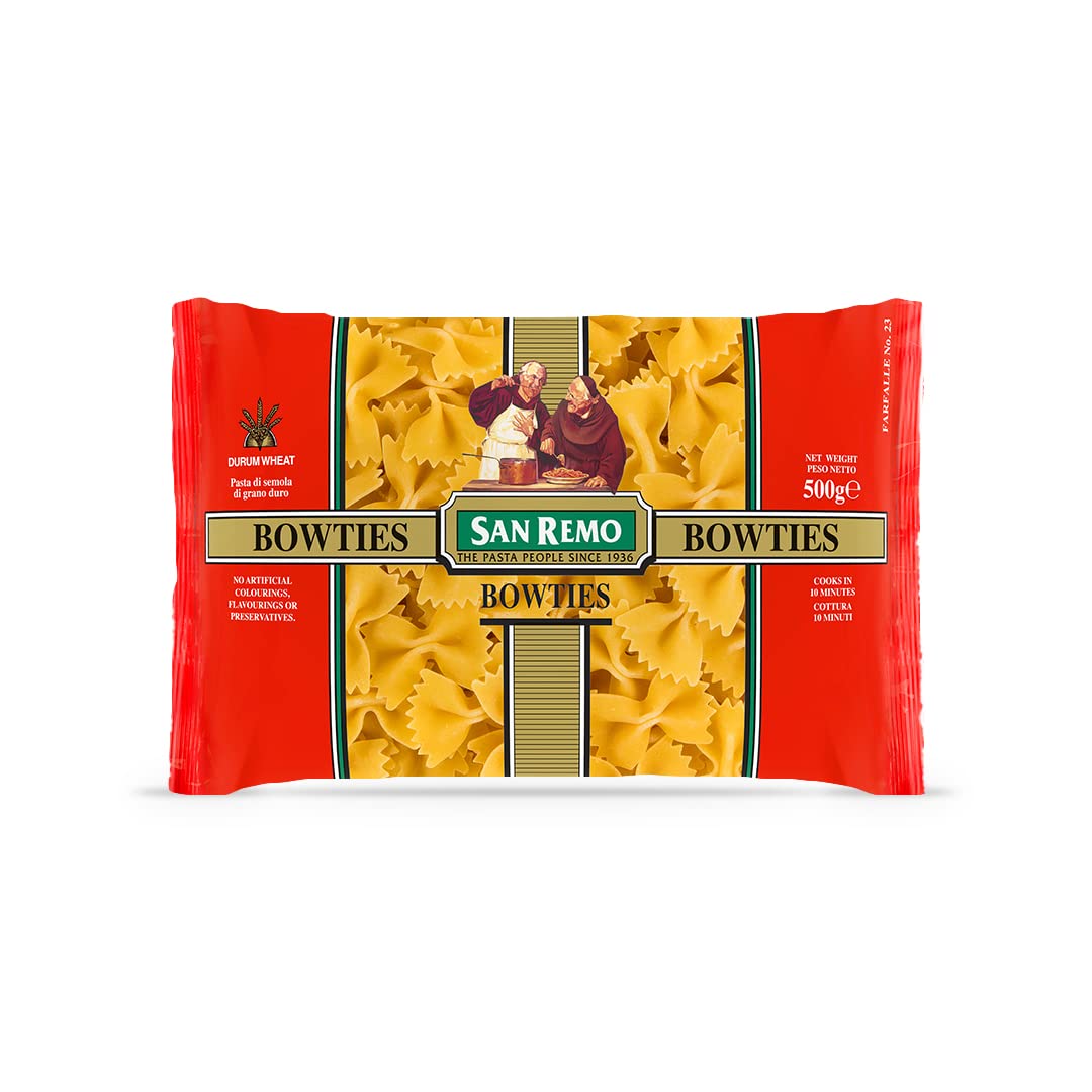 San Remo Bowties Pasta: Australia's No.1 100% Durum Wheat Pasta | Pack of 2 | 500g