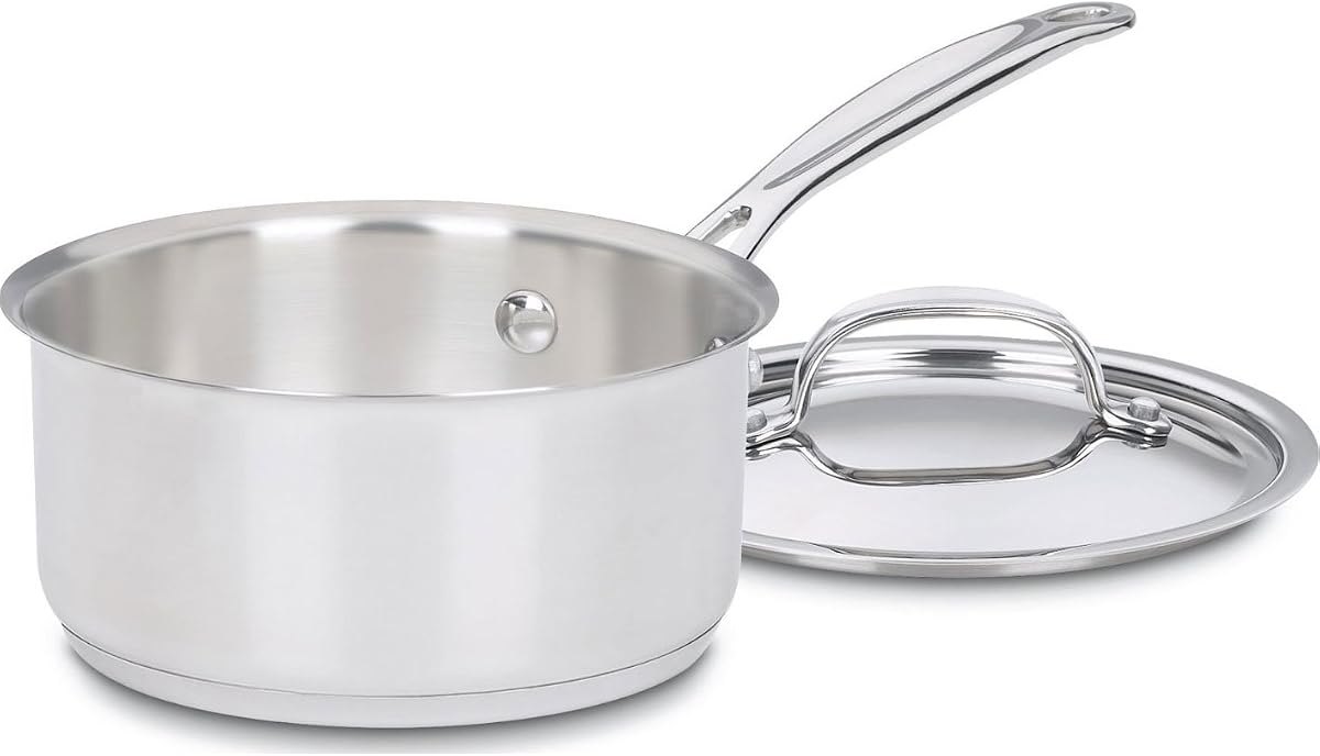 Cacerola Cuisinart de 1 cuarto con tapa, colección de utensilios de cocina Chef's Classic de acero inoxidable, 719-14