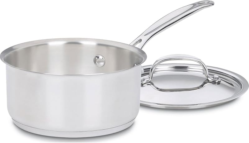 Cacerola Cuisinart de 1 cuarto con tapa, colección de utensilios de cocina Chef's Classic de acero inoxidable, 719-14