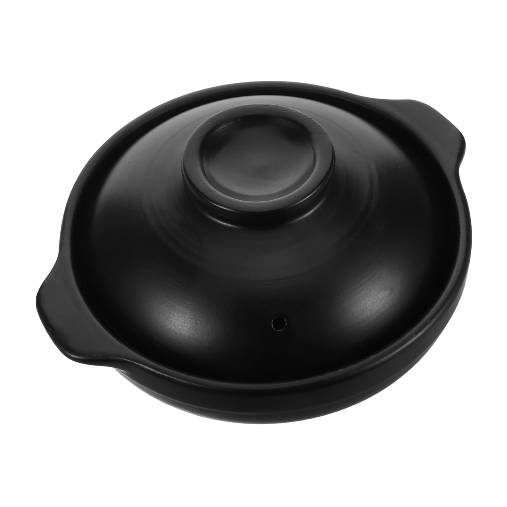 ULTECHNOVO Olla de Barro con Tapa 600 ml Negra de Arcilla