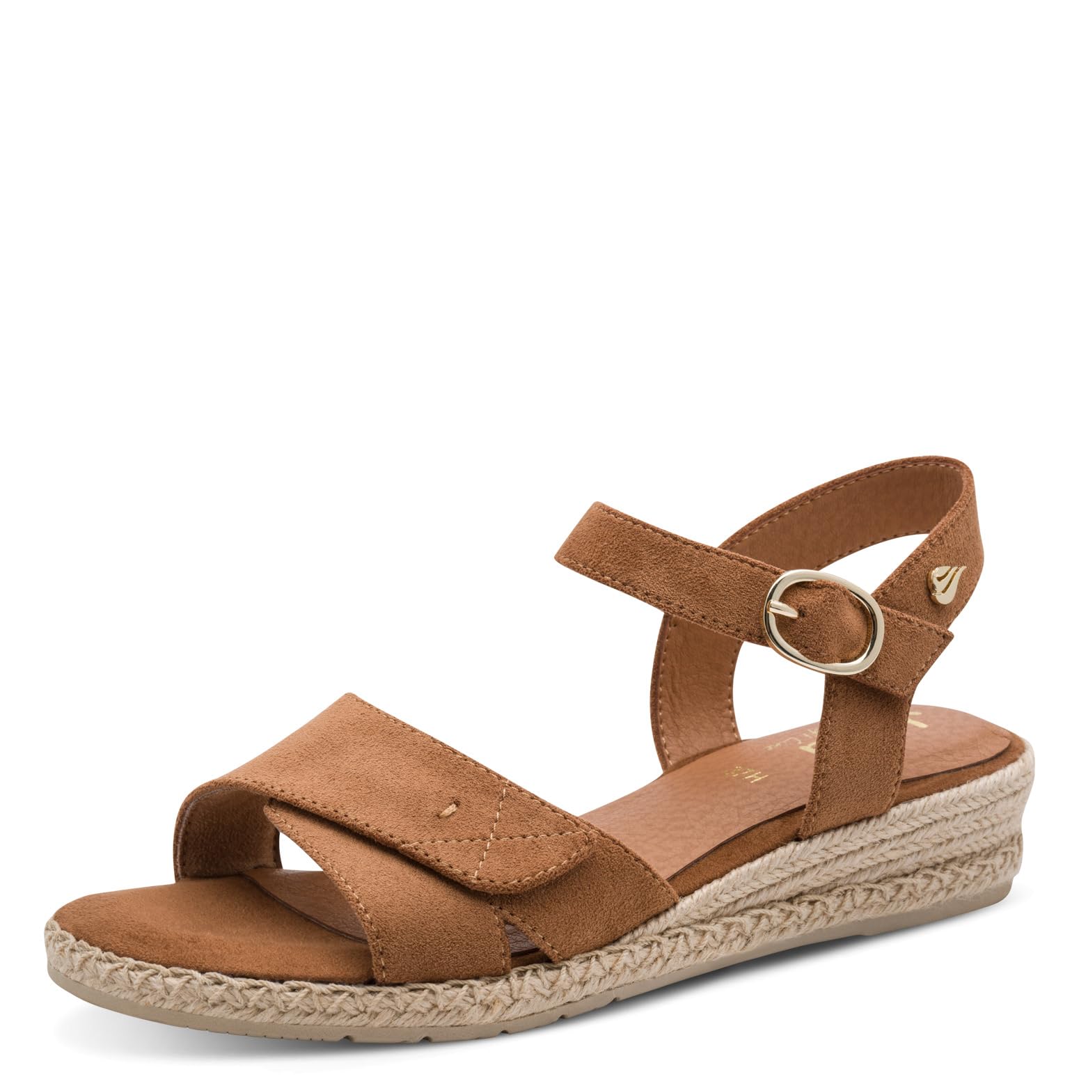 Jana Women's Wedge/Plat Sand MultiAdj+Vegan Wedge Sandals, Cognac, 41 EU