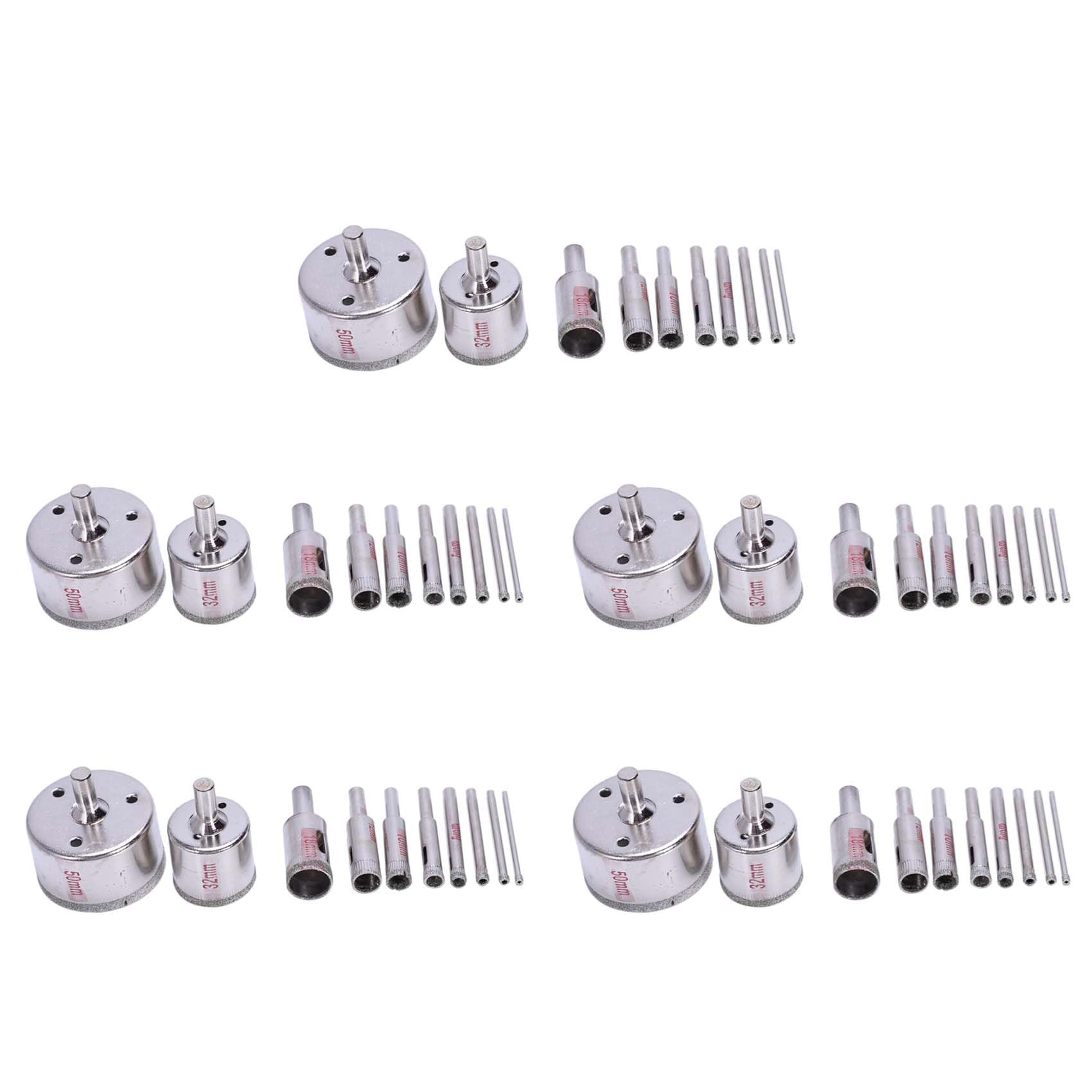 Jnchdghwa Silver 50Pcs Hole Saw 3-50Mm Drill Bit Saw Set Tile Ceramic Marble Glass Cutter