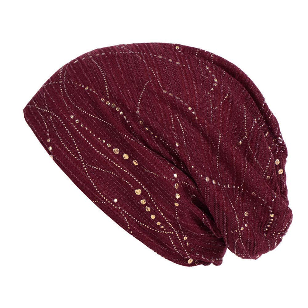 Sombreros Mujer de Verano Turbante a Transpirable Delgado Baotou de Sombreros Apilados Pañuelos de Cabeza de Moda Elegancia Gorros de Fiesta para Mujer Musulmán Turbante