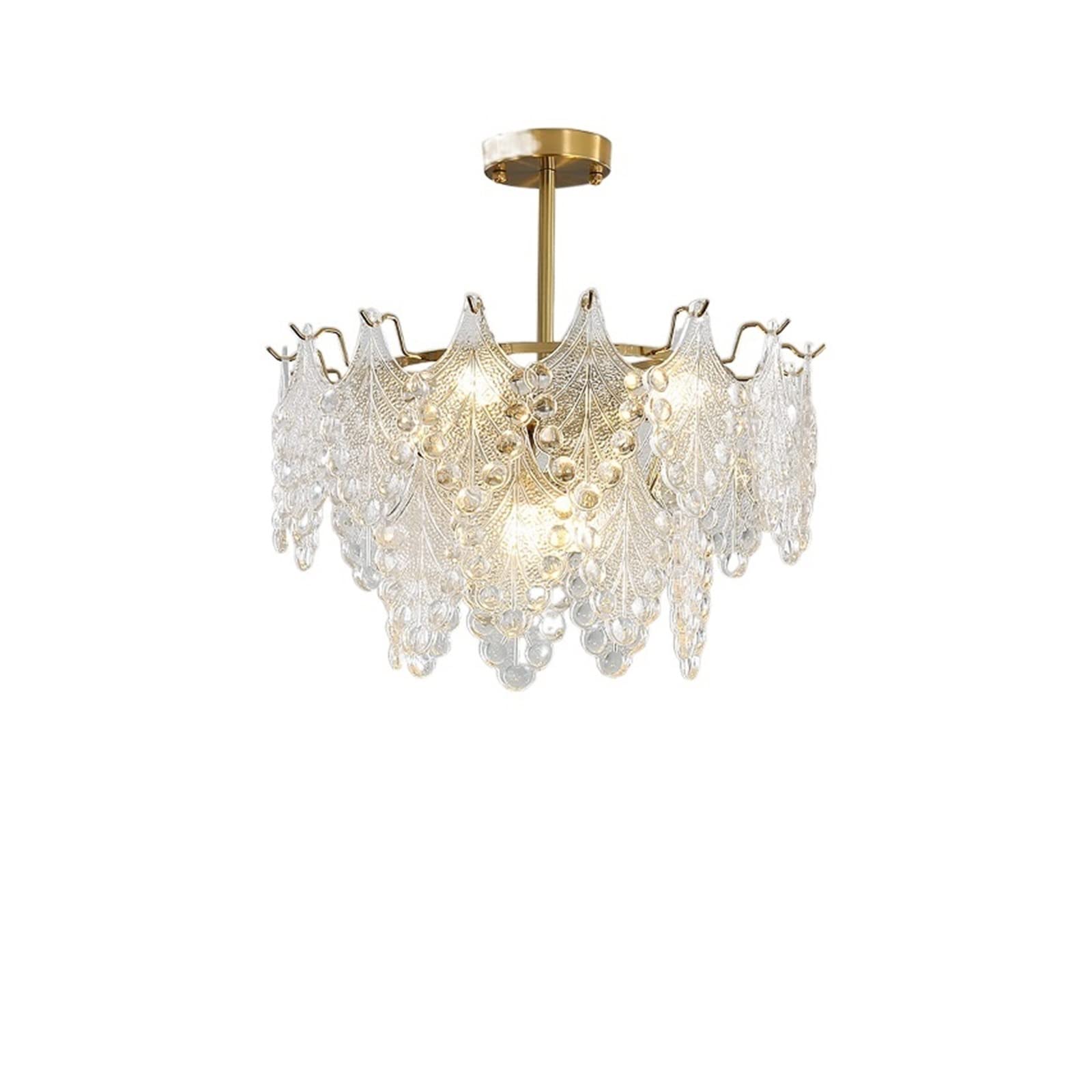 ASerZenith Chandeliers French Light Luxury Living Room Chandelier Pastoral Bedroom Lamp Villa Hall Lamp Nordic Net Red Creative Restaurant Chandelier,Hanging Light,Red-A 60Cm Diameter/2Levels