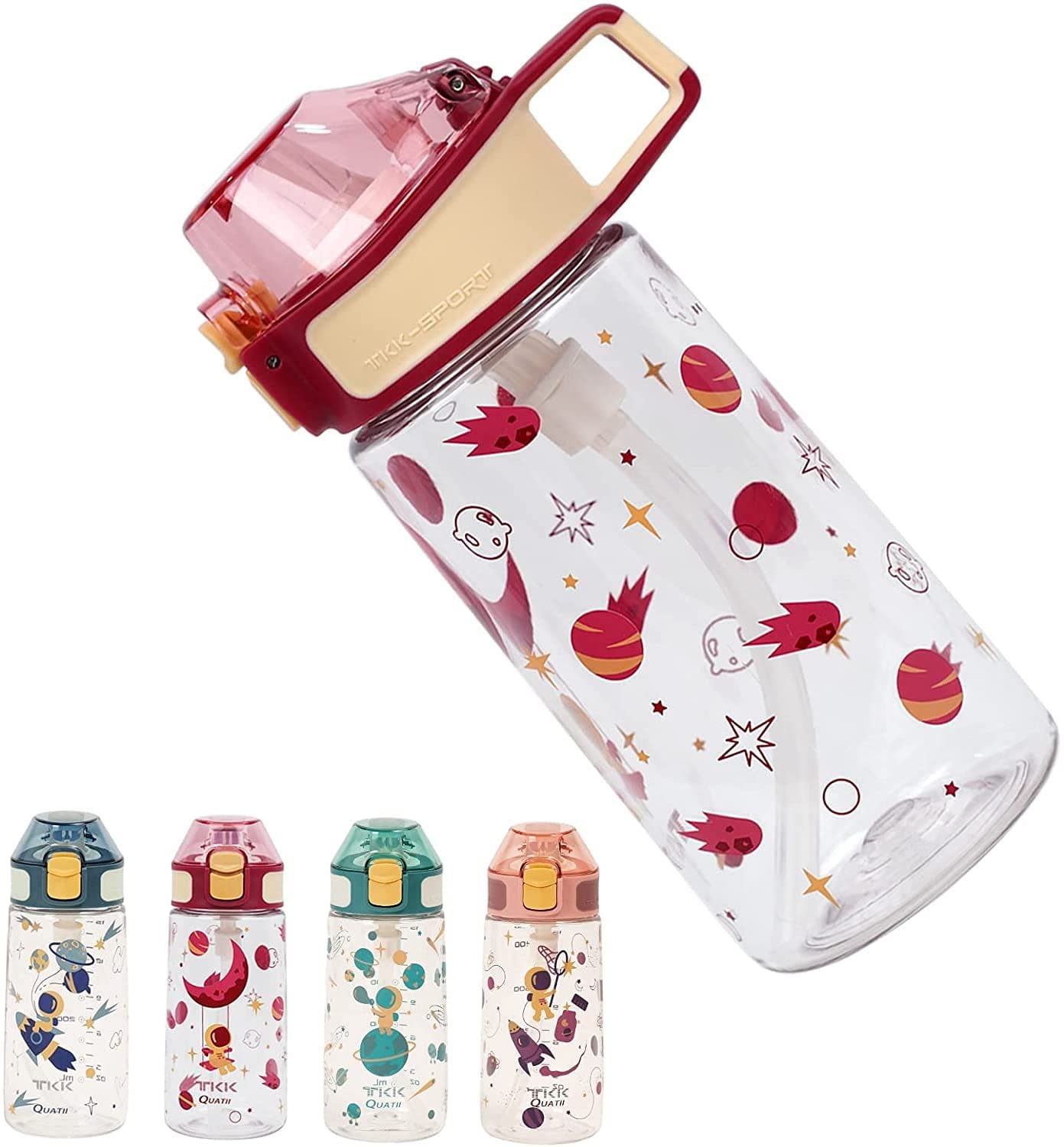 LUMINI Space Cartoon Print For Boys & Girls Drinking Water Bottles/BPA Free Plastic / 500 ml Water Bottle/Birthday Return Gift (Set of 1) - Random Color