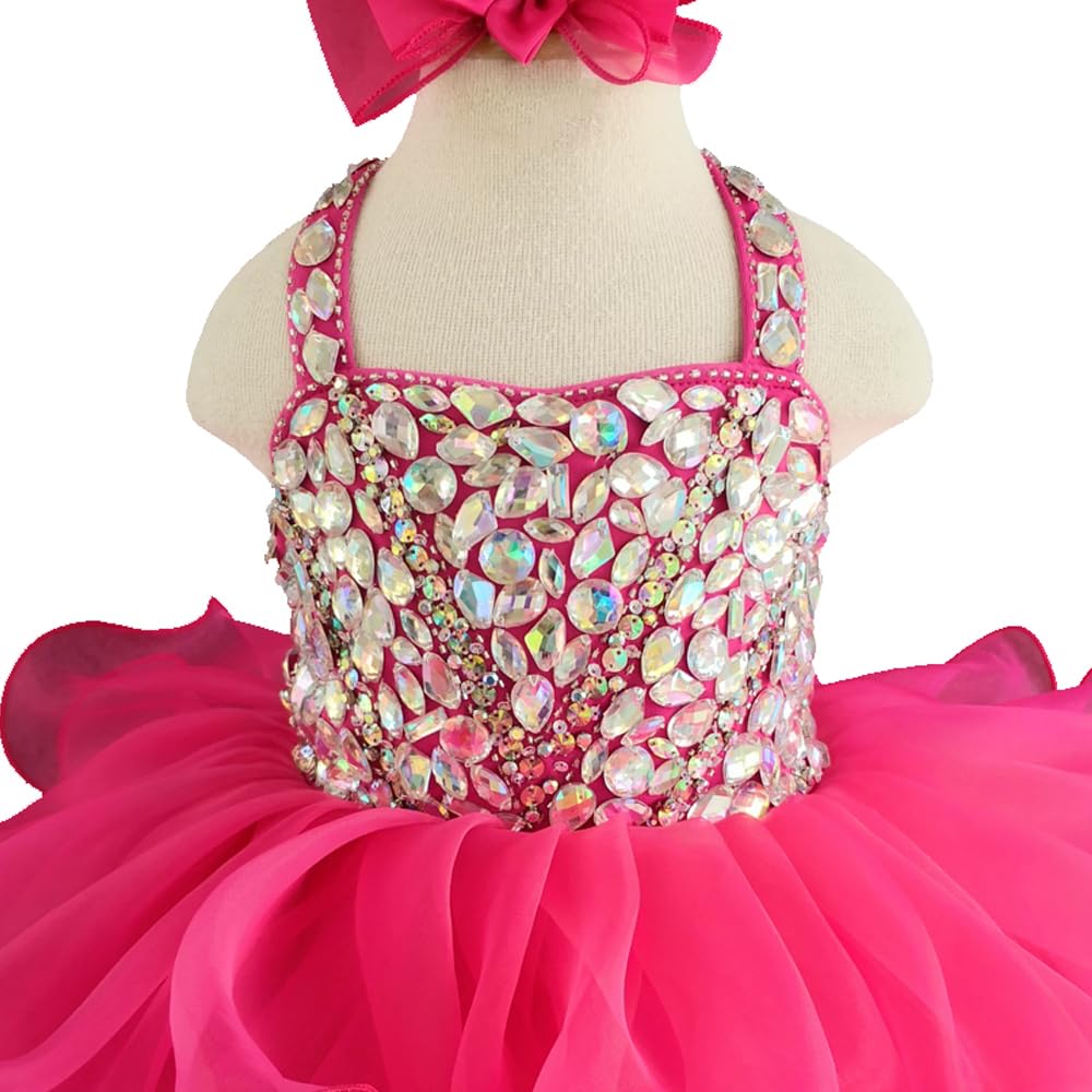 Jenniferwu G128H Infant Toddler Baby Newborn Little Girl's Pageant Party Birthday Dress Hotpink Size 4T