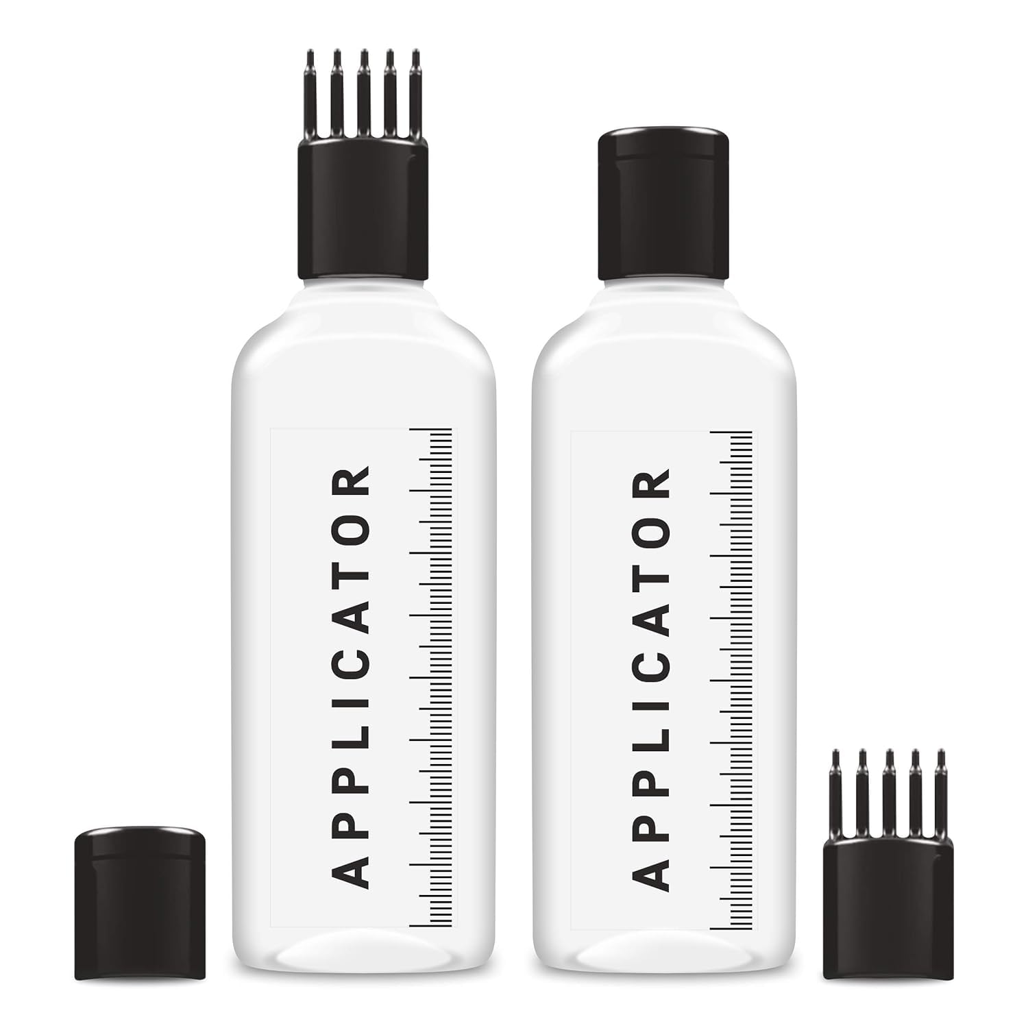 ERZA Hair Root Applicator Bottle For Applying Hair Oil Shampoo and Medicine, Oil Applicator Bottle For Scalp and Body, 100ml Applicator Hair Root Bottle, Transparent Bottle, Black Cap, Pack of 2-image-8