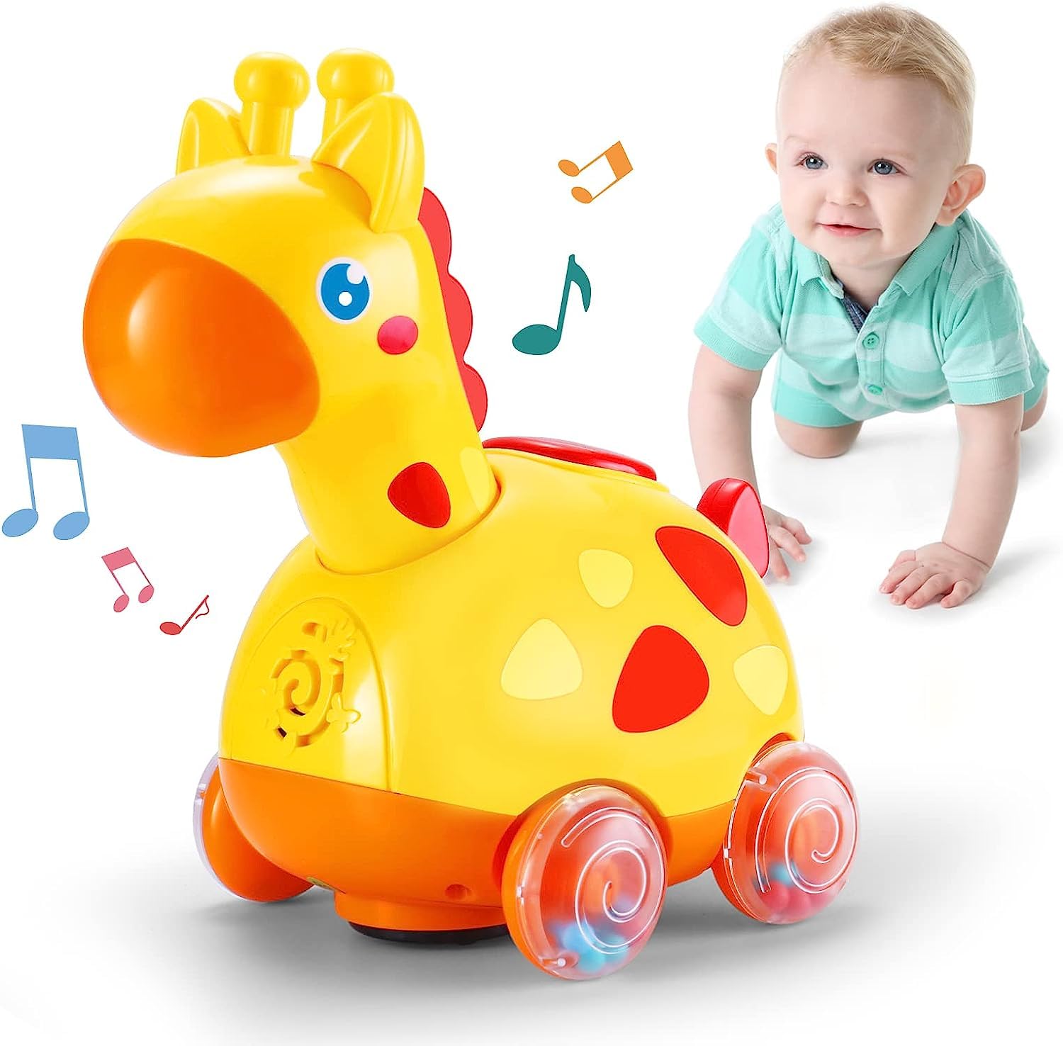 AM ANNA Musical Giraffe Baby Crawling Toys for 6-12 Months, Infant Light up Music Toy Tummy Time Development Learning Toys,Crawling Toys for 1 Year Old Boys Girls Birthday Gift