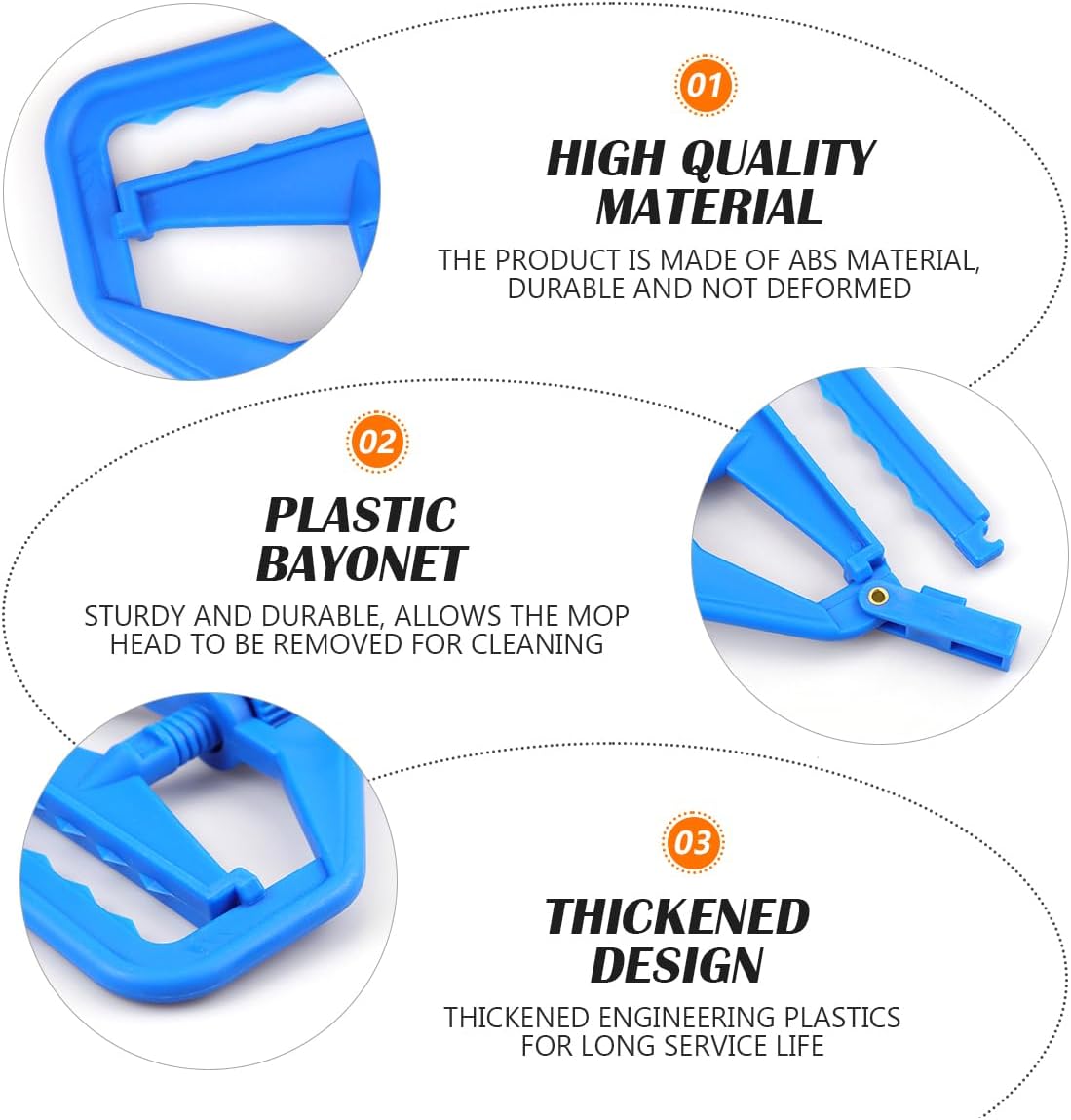 2Pcs Mop Head Clamps for Screw Plastic Mop Heads Quick Change Floor Cleaning Roller Mop Replacement Accessories for Home Bathroom Kitchen