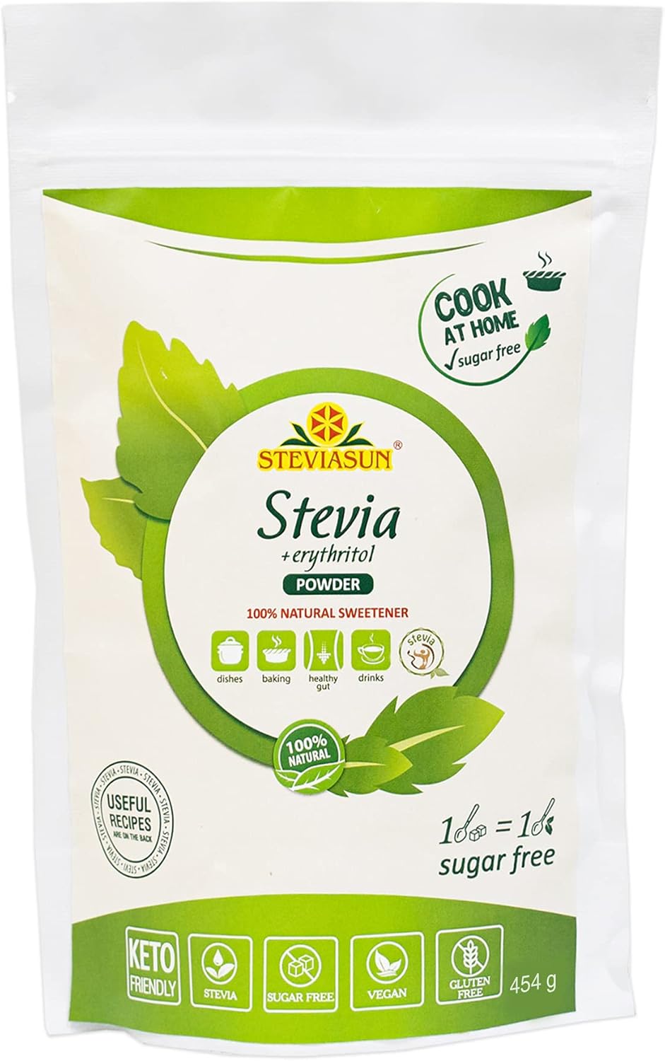 Mix of Pure Stevia Powder and Erythritol Sweetener Powder Sugar Substitutes 12 Ounce
