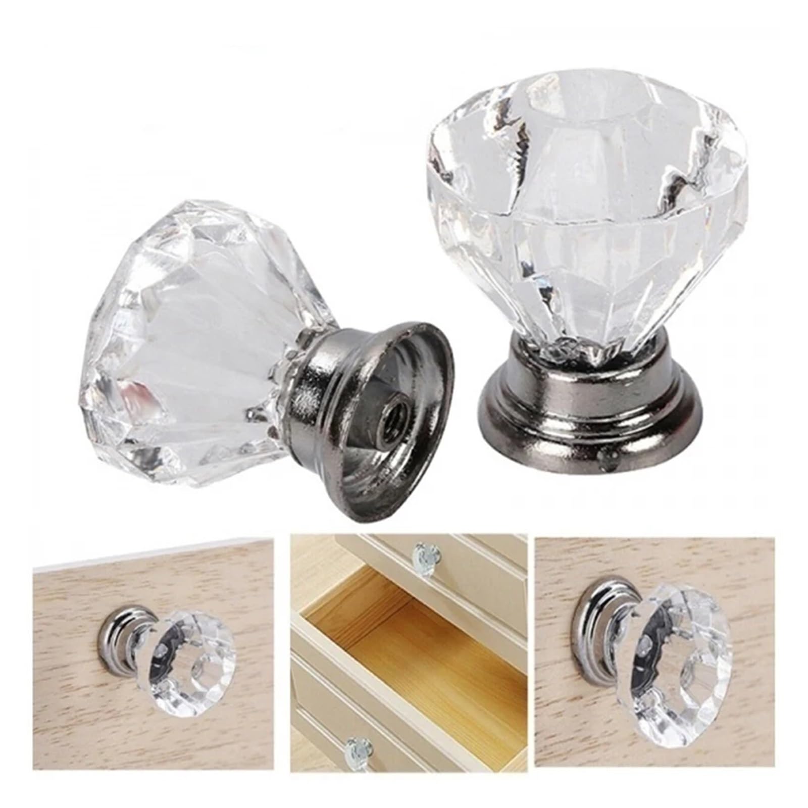 Pomelli per Porta 10 PZ 30mm Cristallo Trasparente Maniglia Dell'armadio Cassetto Comodino Comodino Mobili Maniglia Pull Manopole Kit Manopole Della Porta