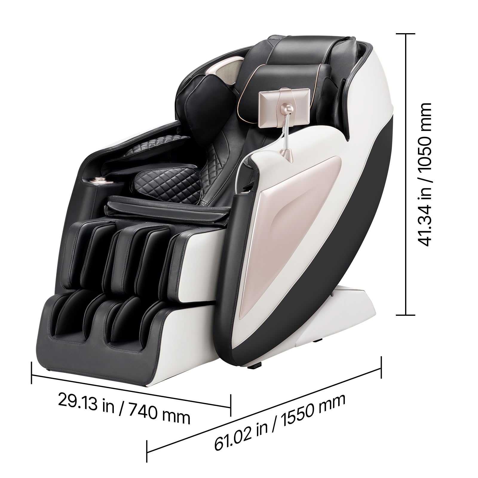 VEVOR Fauteuil de Massage avec Rail SL, Fauteuil Relaxation Massage 3D inclinable, zéro gravité, 18 Modes automatiques, Chauffant, avec pédale rétractable, 36 airbags, écran LCD, Boutons d'accoudoir