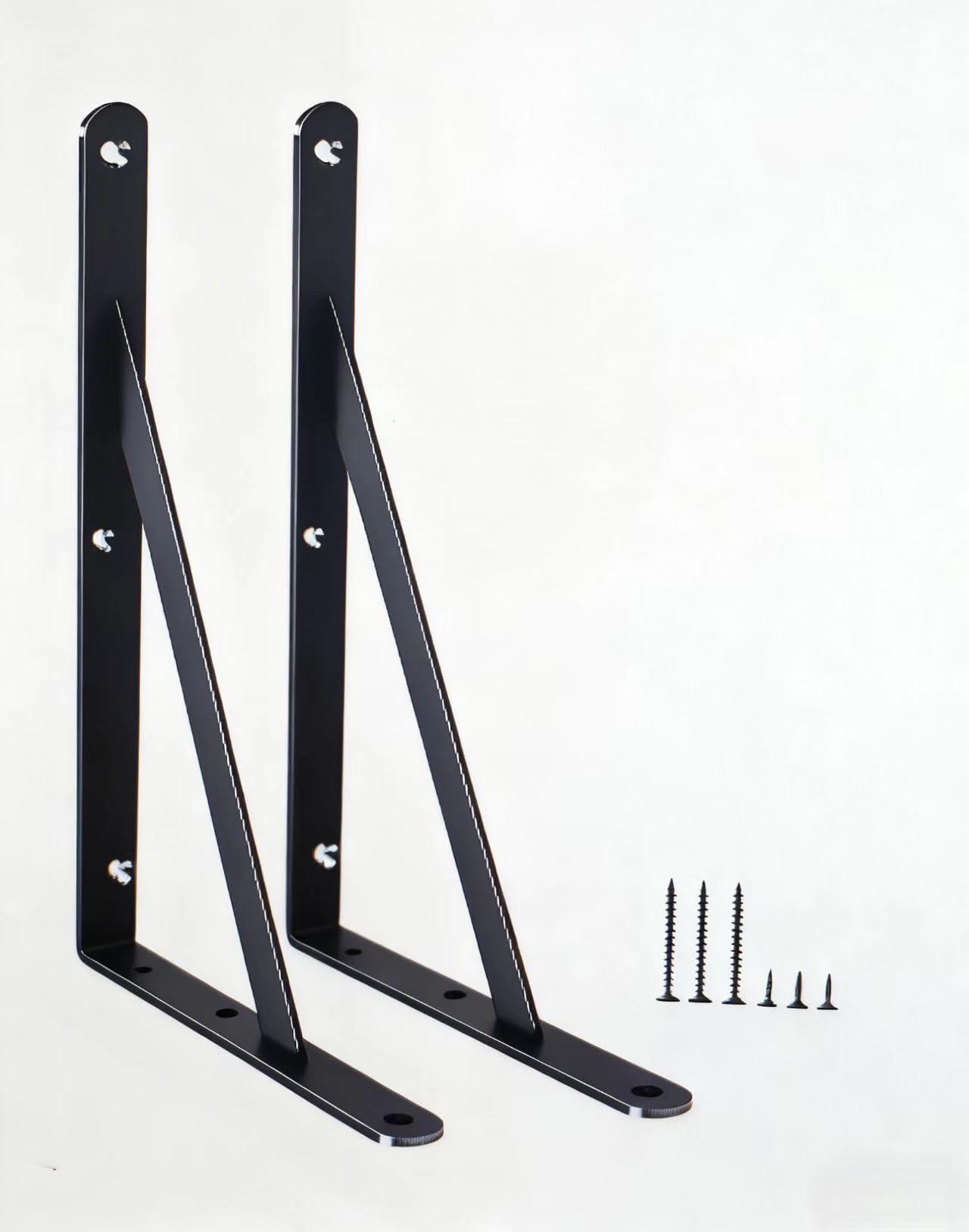 2 Pack L10 x H 8" Black Heavy Duty Shelf Brackets with Screws Metal Shelf Brackets Shelf Support Angle Brackets for Shelves L Brackets Heavy Duty Floating Shelf