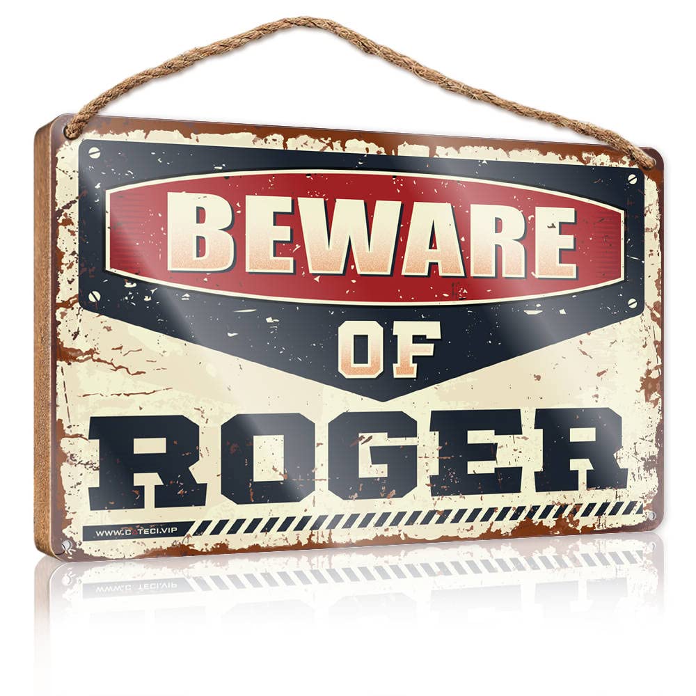 Dtha One Color Plaque Sign Beware Of Roger Wooden Sign Bar Signs For Home Decor Farmhouse Door Decor(23X35cm)