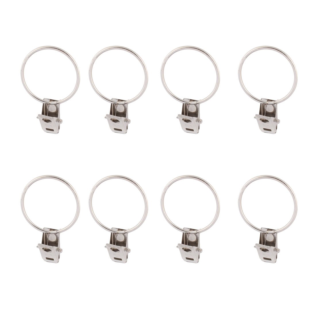 Aexit Househpld School Window Treatments Stainless Steel Curtain Rings Clips Silver Tone Window Treatment Sets 8 PCS