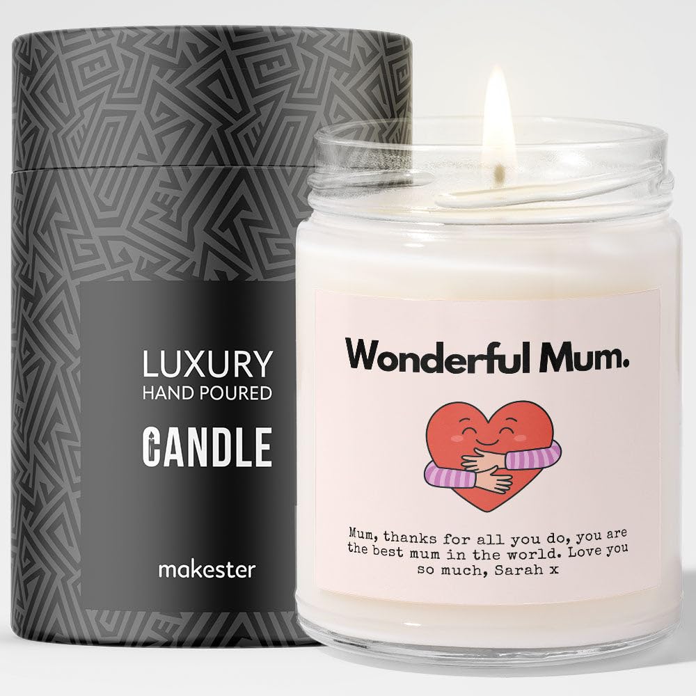 Personalised Mum Gift - Luxury Soy Wax Candle - Vanilla, Jasmine, Sugared Almond - Makester