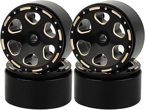 Ruedas Beadlock con revestimiento negro de 1.0 pulgadas, llantas de cubo para 124 Axial AX24 SCX24 C10 Chevrolet 118 TRX4m RC Crawler piezas de