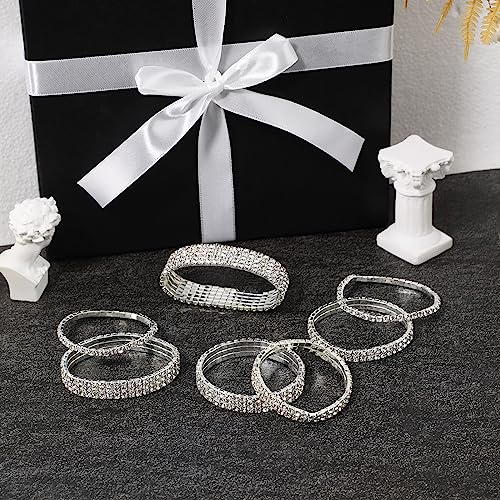 Kalione 550726_1_9194 7 Pcs Silver Rhinestone Bangle Stackable Rhinestone Stretch Bracelet Rhinestone Bracelet Wedding Jewelry Rhinestone Bracelet thumb #2