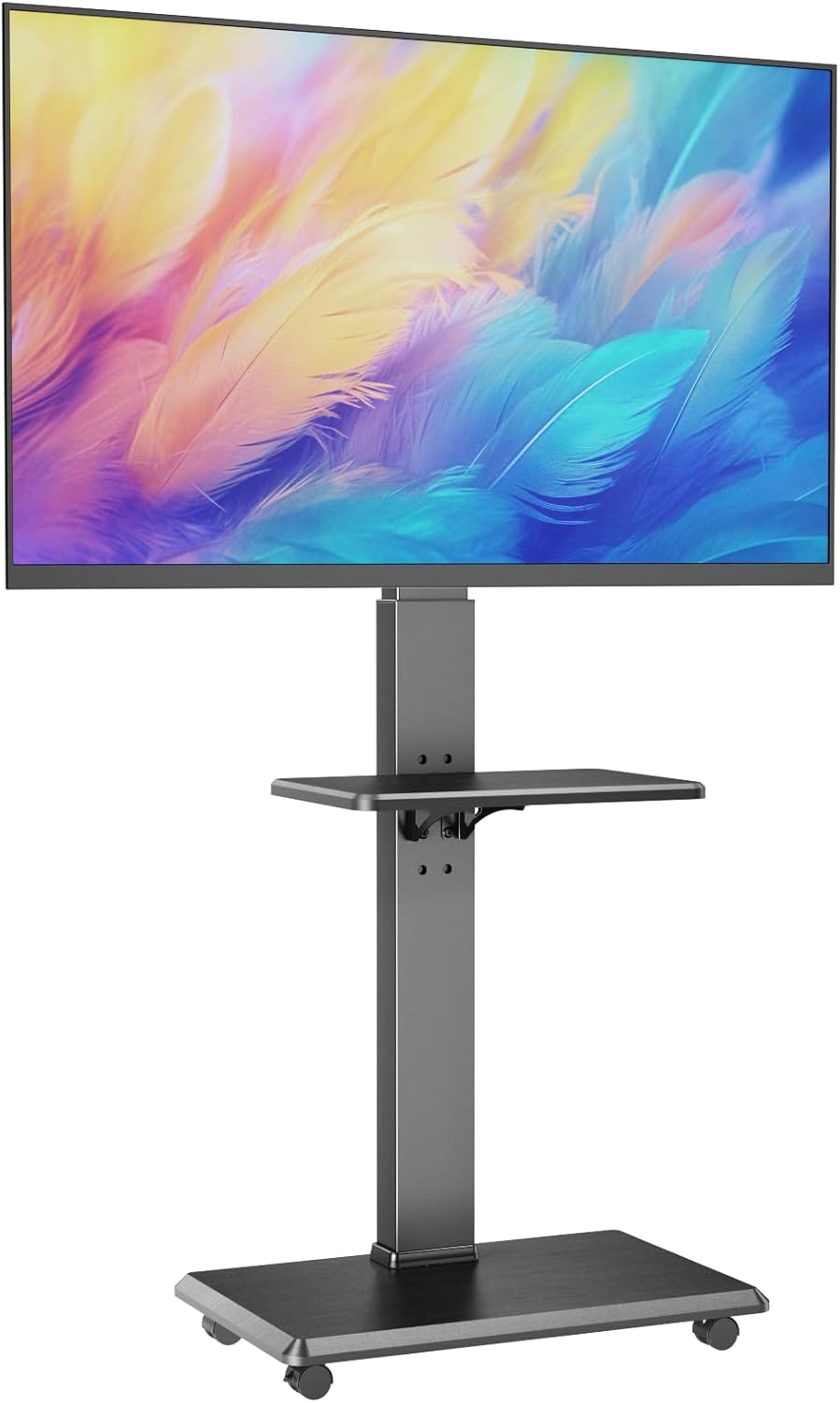 Rolling TV Stand, Mobile TV Cart for 32-75 Inch TVs up to 110 lbs, 18 Adjustable Heights, TV Floor Stand with Swivel Mount & Shelf, Max VESA 600x400mm, TV Stand on Wheels for Bedroom, Office, Outdoor 2-GM-A02