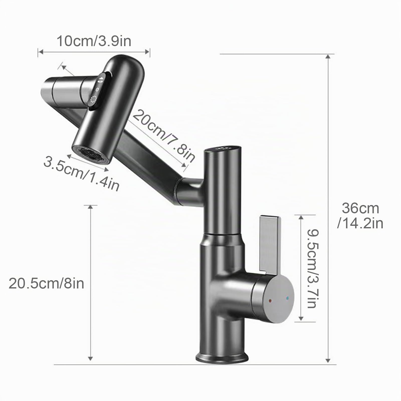Wasserhahn, LED Temperaturanzeige, Drehbarer Multifunktionshahn, Spültischarmatur(3/8 Schnittstelle)