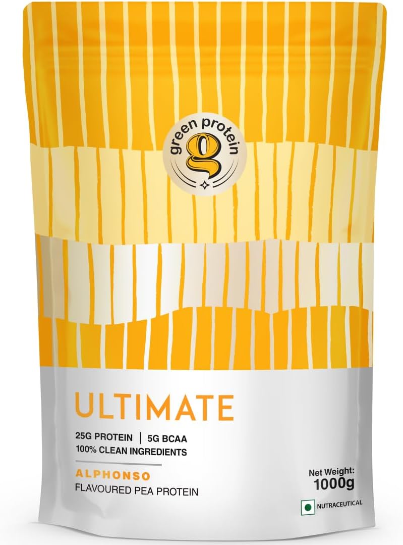 Ultimate Plant Protein Isolate Powder 25gm Protein, 5g BCAA Per Serving, No Added Sugar | Only Natural Colours and Flavours, Fortified with 17 Vitamins & Minerals | Alphonso Flavor (1kg)