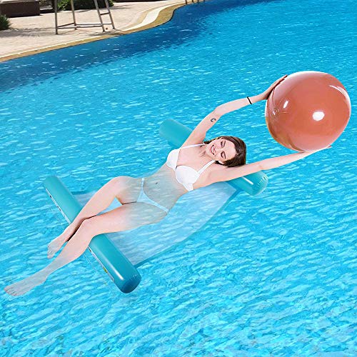 QHYK Luftmatratzens Schwimmbett, Aufblasbare WasserHängematte Loungesessel Floating Lounge, aufblasbare hängematte Pool Spielzeug, Tragbar Wasserhängematte für Erwachsene und Kinder(Blue) Cover
