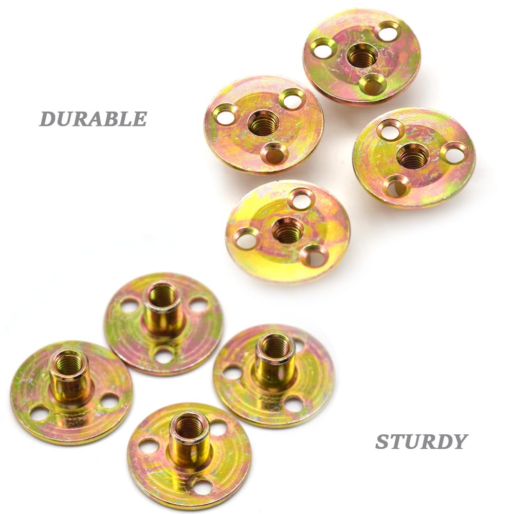 10 Pezzi Dado Flangiato a T M8 con Flangia Foro Bavato Round Base Screw in T Nut Fissaggio Della Flangia a Tre Fori per Elettrodomestici e,Mobili (M8/FLZ-LM)