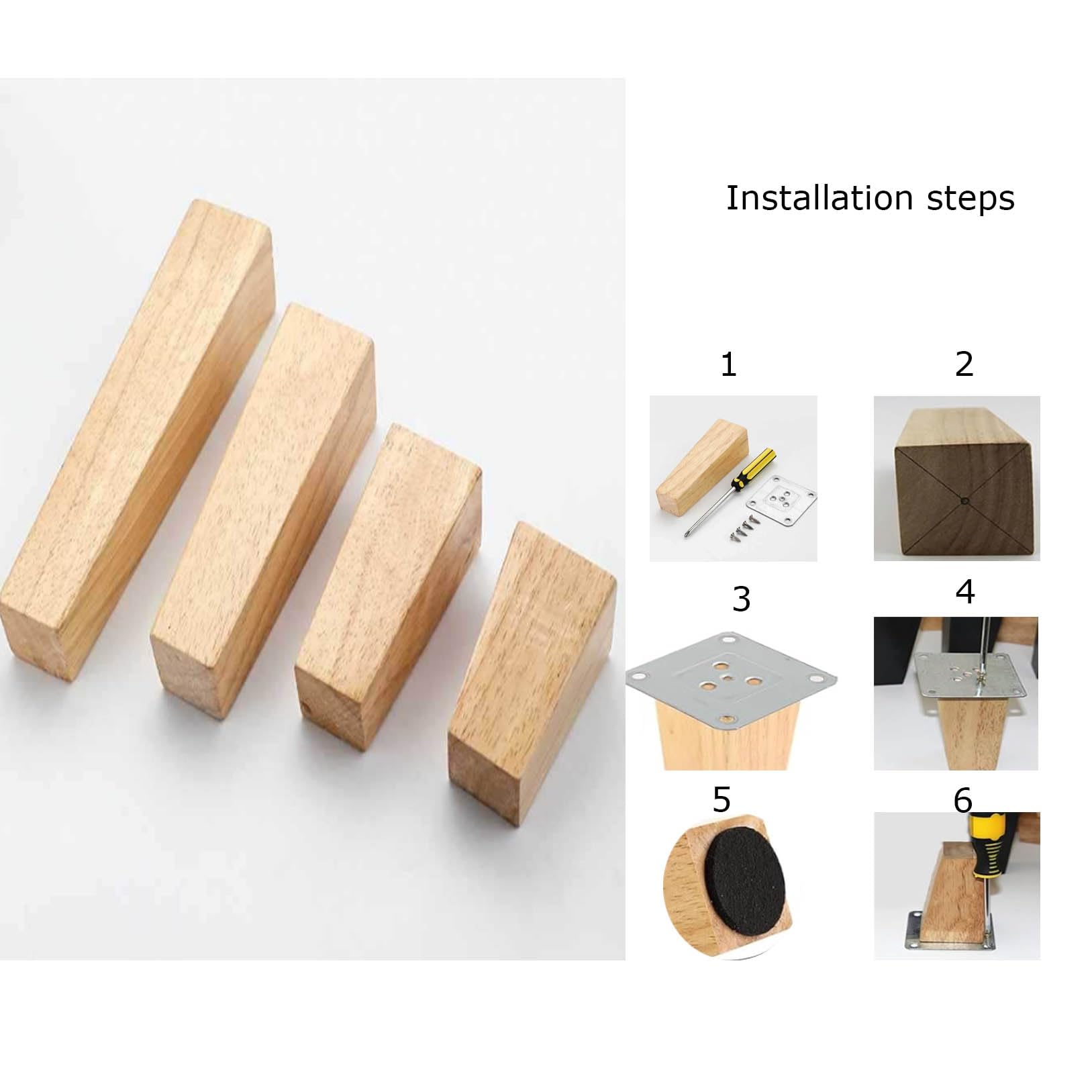 4 Stück Massivholz Ersatz Möbelfüße Holz DIY Tischbeine aus Eiche Holz Sofa beine,Möbelbeine,Konisch Sofafüße,für Kommode und Schrank (30cm)
