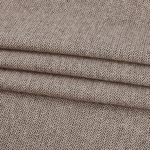 Tissu en fibre tissée à chevrons marron pour haute couture et vestes