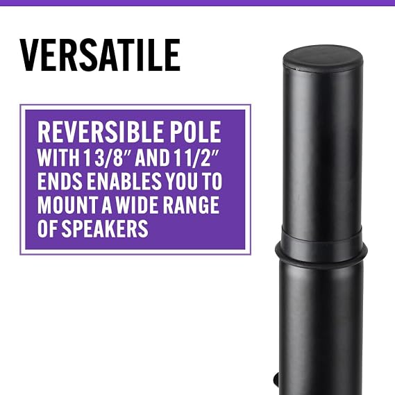 On-Stage SS7761B All-Aluminum Speaker Stand (Folding Portable Tripod Loudspeaker Stand, Nonslip Rubber Feet, Height Adjustable, Locking Pin, Mounts PA Speakers with 1 3/8 or 1 1/2 Sockets, Black) | All-Aluminum Tripod Speaker Stand, Height Adjustable 45-72 with Locking Pin, 120 Lb Weight Capacity, Folds Flat for Transport