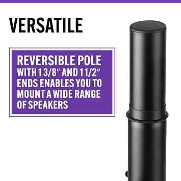 On-Stage SS7761B All-Aluminum Speaker Stand (Folding Portable Tripod Loudspeaker Stand, Nonslip Rubber Feet, Height Adjustable, Locking Pin, Mounts PA Speakers with 1 3/8 or 1 1/2 Sockets, Black) | All-Aluminum Tripod Speaker Stand, Height Adjustable 45-72 with Locking Pin, 120 Lb Weight Capacity, Folds Flat for Transport