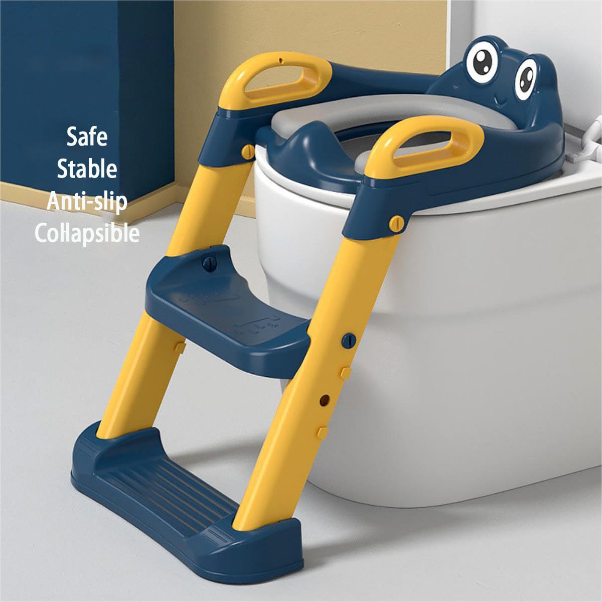 LANMOU Reductor WC Niños, Adaptador WC Niños con Escalera Asiento Inodoro Niños Portatil Infantil Asiento Inodoro de Entrenamiento para Niños Adaptador Baño para Niños con Respaldo Reposabrazos