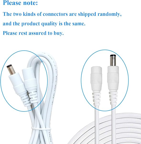 Liwinting 10m Cable de Extensión 2.1mm x 5.5mm Plug DC Macho a Hembra Conector para Adaptador de Corriente, LED, Cámara CCTV Potencia, Coche, Monitores y Más, Flexible - Blanco - 5