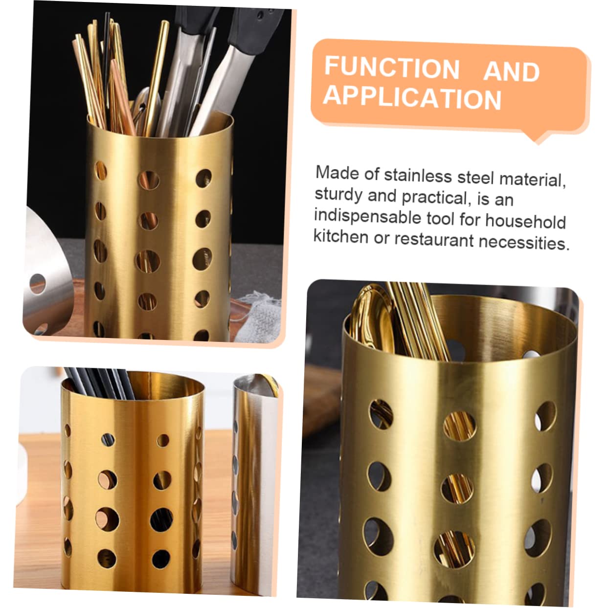 Amosfun Posate in Acciaio Bacchette Con Scolapiatti Integrato Supporto Per Organizzare Cucchiai Forchette e Coltelli Da Cucina Contenitore Per Utensili Da Parete