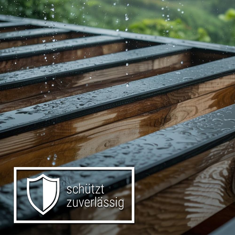 Terrassen- & Holzschutzband Schwarz – 25 m Rolle – Selbstklebend, UV-beständig, für Holz- & Alu-Unterkonstruktion – 50–200 mm Breite – Feuchteschutz für Terrassen (150mm Breite)
