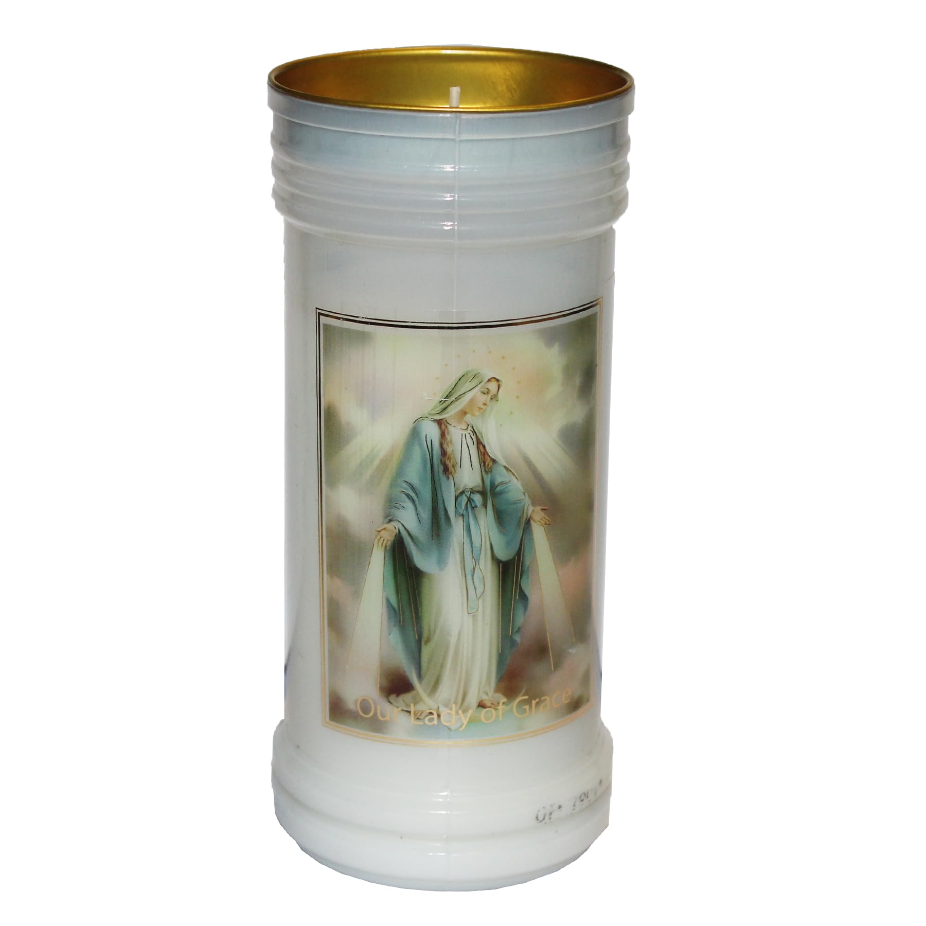 Widdle Gifts Our Lady Of Grace 9197 72 Hour Burn Candle In Holder 15Cm White Candle (Miraculous )