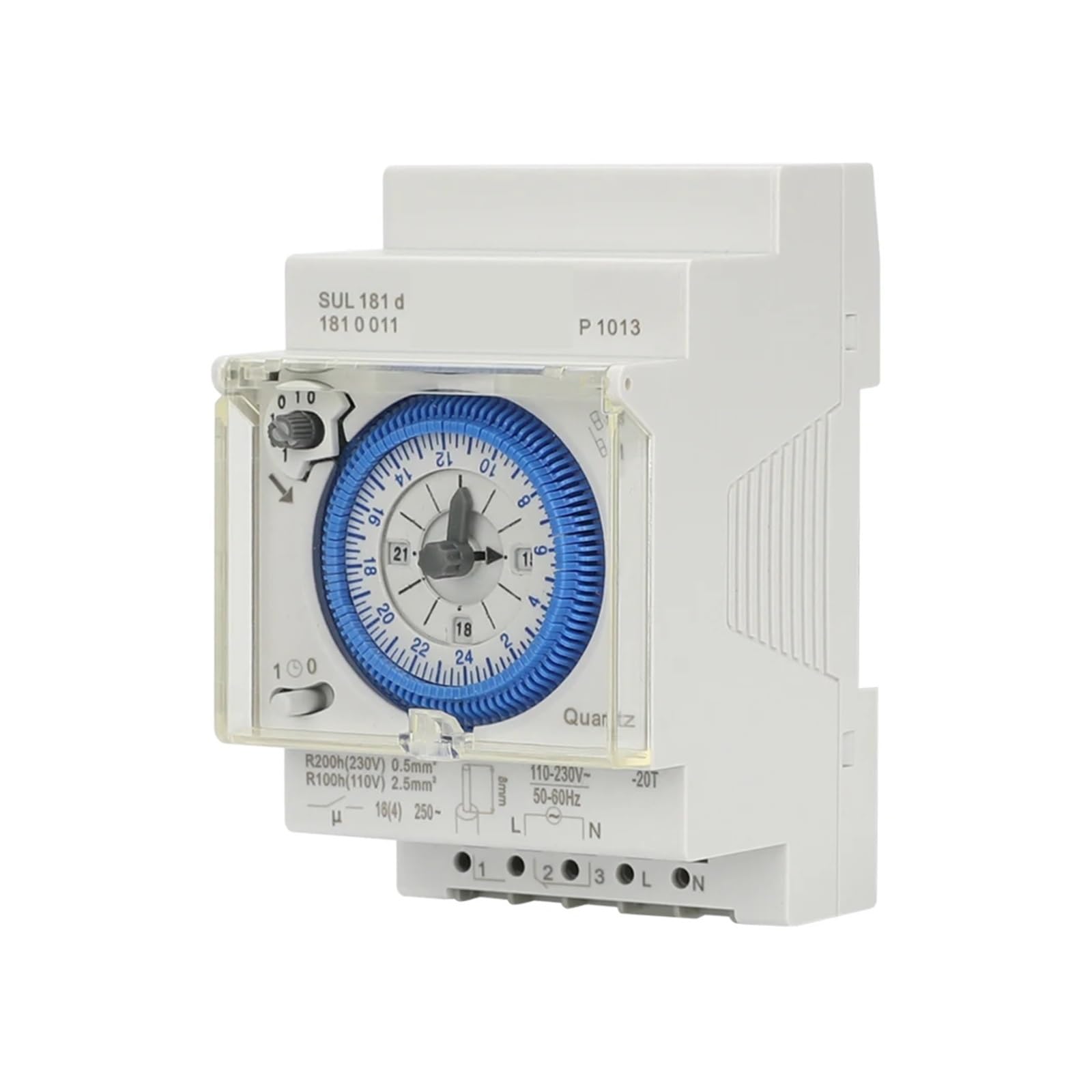 Temporizzatore Meccanico, con 96 Volte di accensione/spegnimento al Giorno, intervallo di impostazione 'Ora, 15 Minuti, Interruttore Timer 24 Ore.