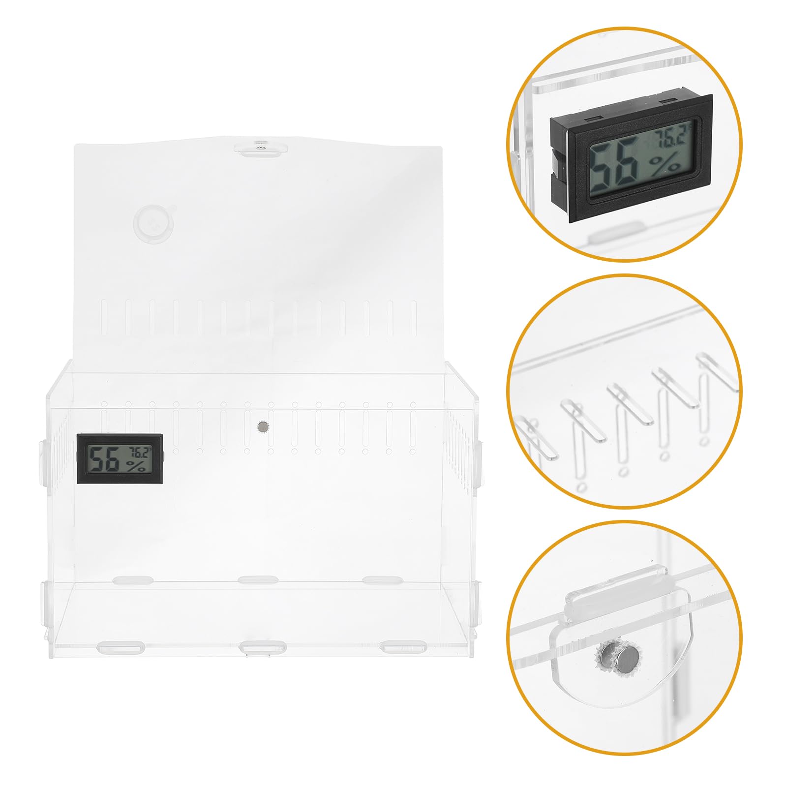 SUPVOX Terrario Ventilazione per per Rettili in Acrilico con Termometro e Igrometro e Fondo Rimovibile, per Allevatori di Lucertole e Rettili