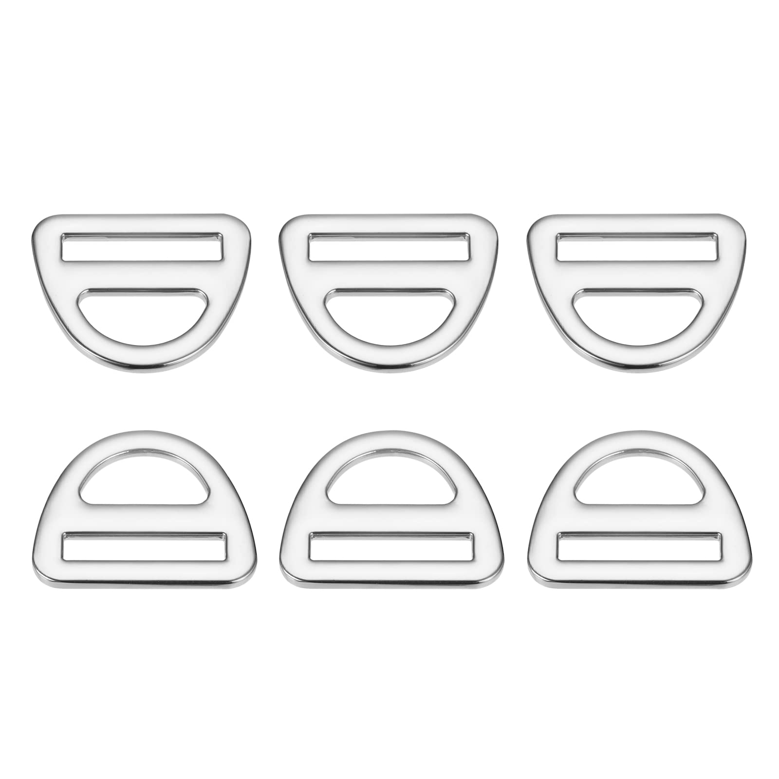 sourcing map Triangle Buckle Adjuster, 6Pcs 3/2 Inch Triangle D Ring Adjuster Triangle with bar Swivel Clip for Webbing Bag Straps, Silver Tone