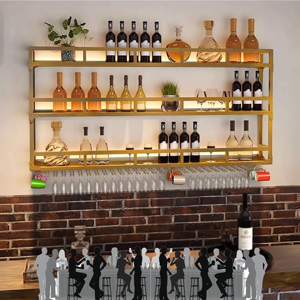 Casier à vin mural de prestige à éclairage LED, le meuble bar flottant raffiné