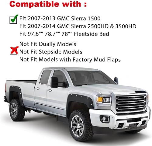 Miniatura 9 de PIT66 Guardabarros para guardabarros, compatibles con Chevy Silverado 2500HD 3500HD 2014-2018 Fleetside de 78.8 pulgadas97.6 pulgadas97.8 pulgadas,