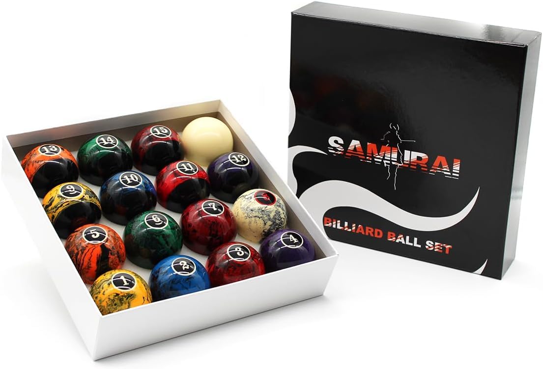 JBB American Pool Ball Set, 57.5mm, Resin, Marbling Design for Pool Tables-image-21